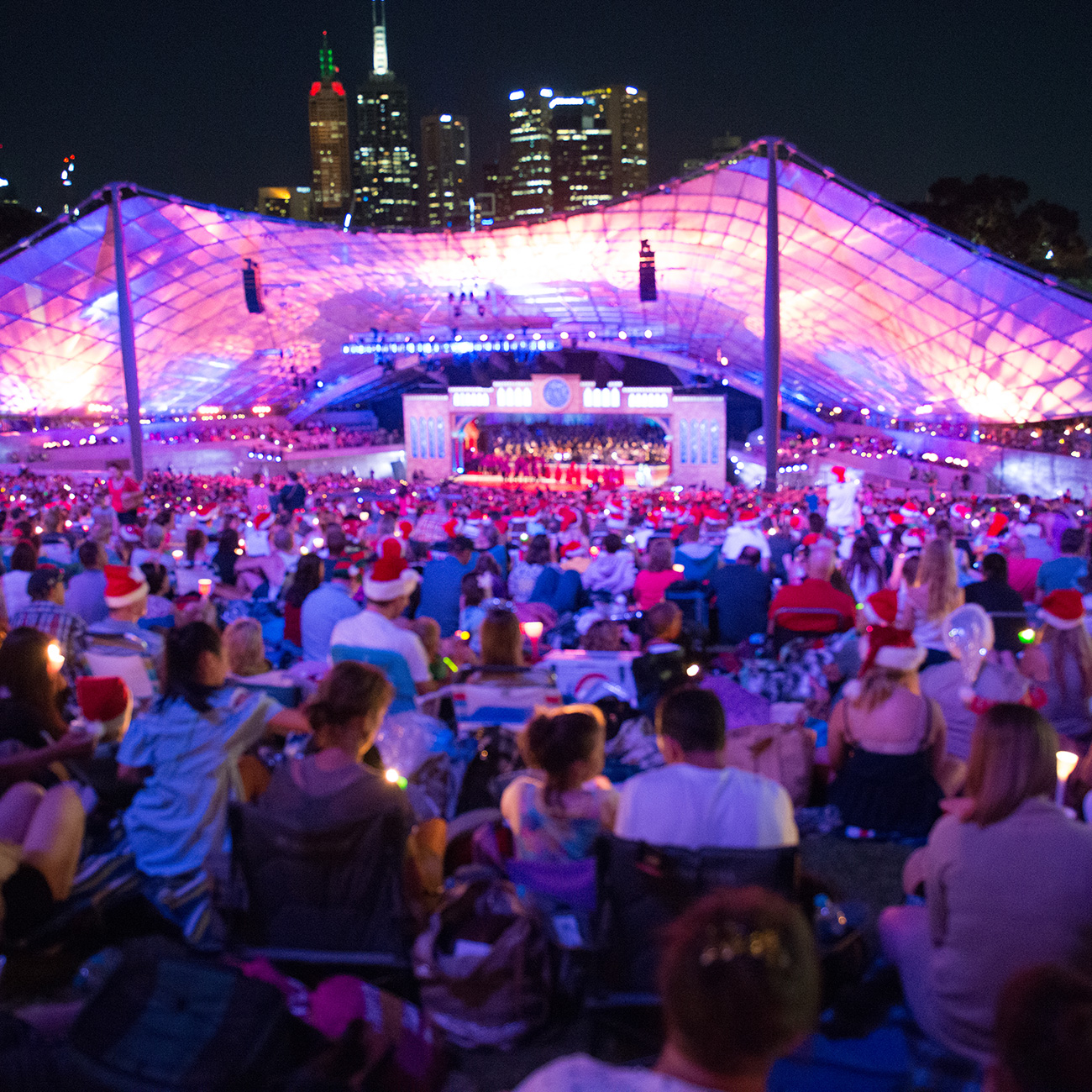 Carols by Candlelight stage at Sidney Myer Music Bowl Carols by Candlelight stage at Sidney Myer Music Bowl