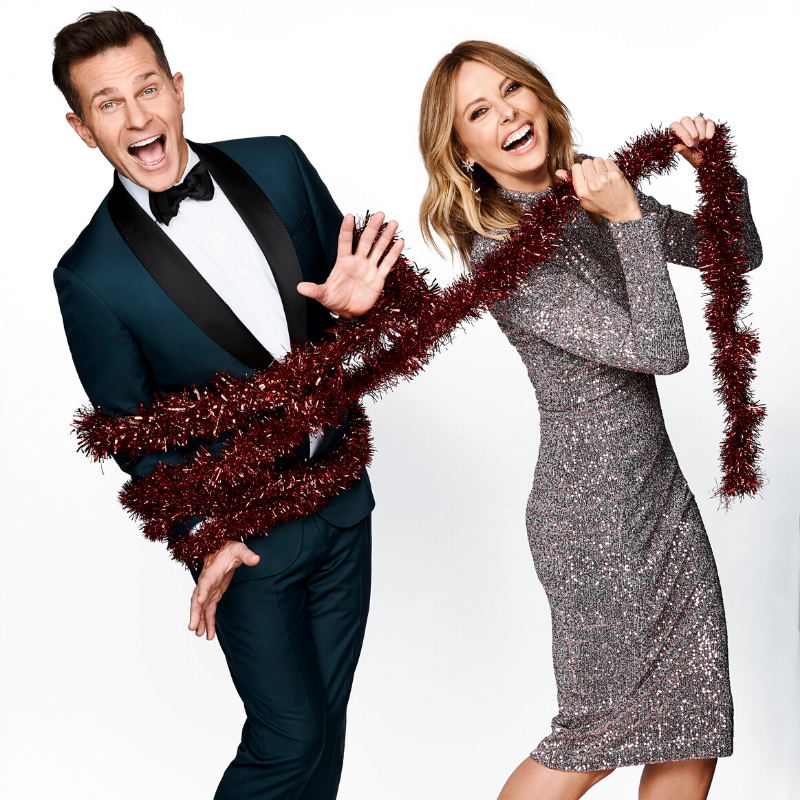 David Campbell & Allison Langdon with tinsel