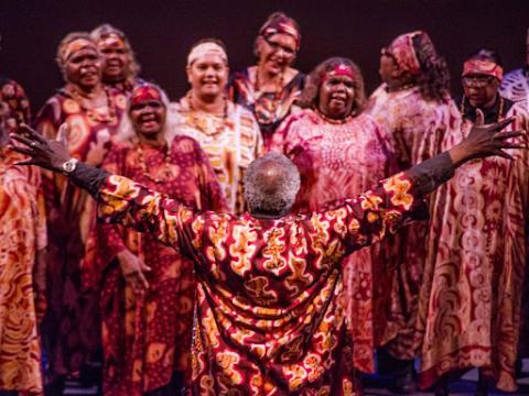 The Central Australian Aboriginal Women’s Choir singing
