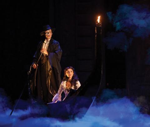 The phantom and Christine in a gondola